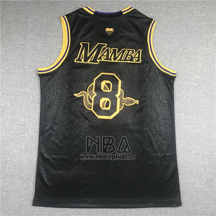 Camiseta Los Angeles Lakers Kobe Bryant NO 24 8 Black Mamba Negro